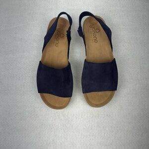 Navy Suede Slingback Sandals for Women Yokono Sandals Size 7.5 Blue Back Strap